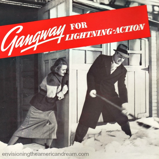 vintage 1930s photo couple shoveling snow