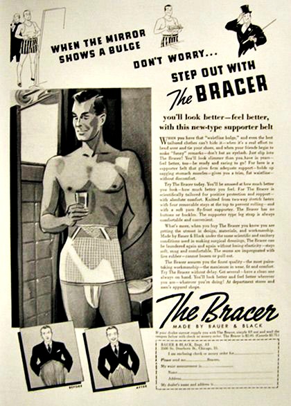 Vintage ad for mens slimming underwear The Bracer