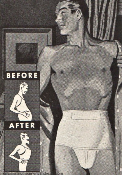 vintage ad illustration man in slimming underwear