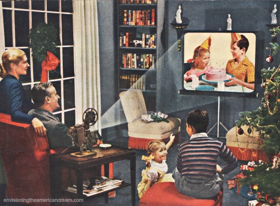 1940s family watching home movies