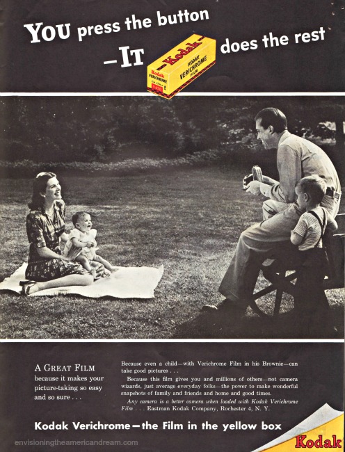 1946 family on picnic Vintage Kodak camera ad 