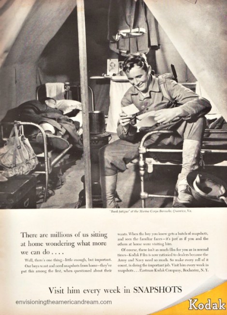 WWII Vintage Kodak ad 1943 soldier reading mail from home