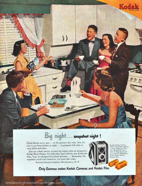 Vintage Kodak Camera ad 1950 Friends celebrating in kitchen