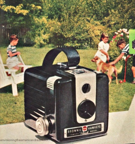 Vintage Kodak Ad 1953 Kodak camera suburban backyard