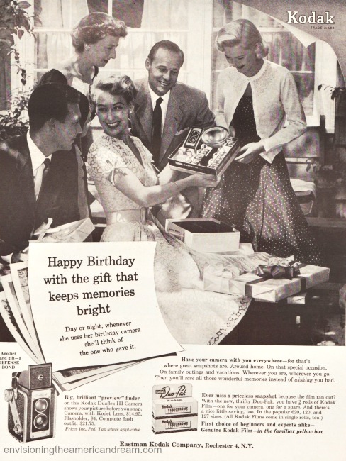 1950s Friends celebrating birthday Vintage Kodak Camera ad 1954