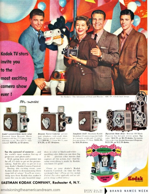  Ozzie and Harriet Nelson Vintage Kodak cameras ad 1950s 