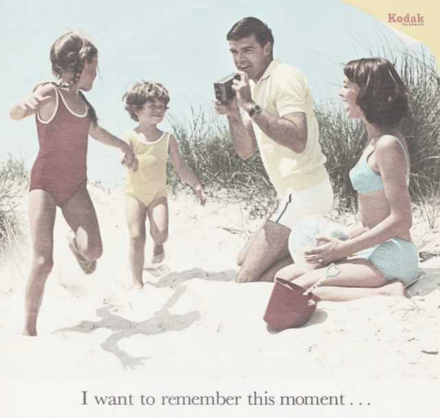 Vintage Kodak camera ad 1950s Family on the beach