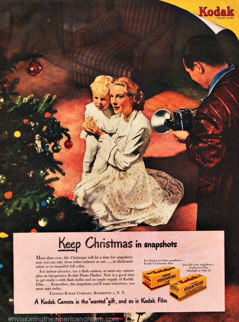Vintage Kodak ad Christmas family 1940s 