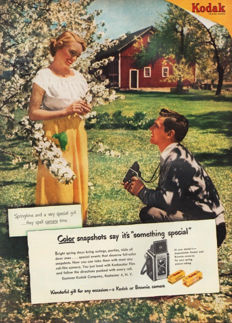 Vintage Kodak Camera ad 1951 Man and woman in spring