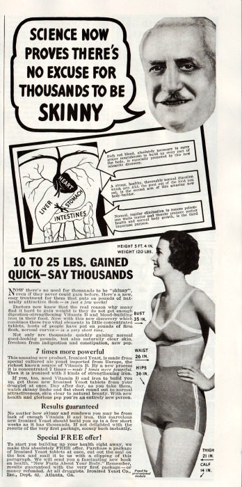 Vintage ad Gain weight ironized yeast 1930s 