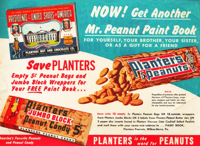 Vintage Mr Peanut paint Book ad