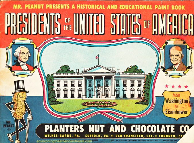 Mr Peanut Coloring Book of Presidents of USA 1950s