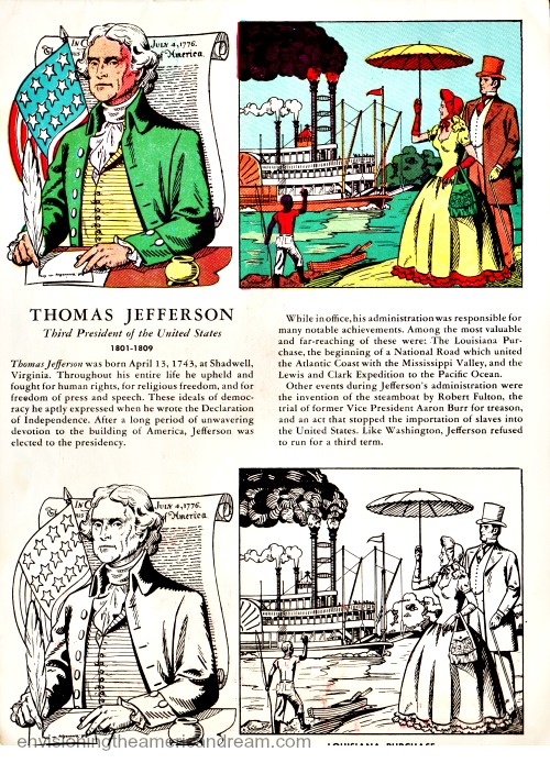 Vintage illustration Thomas Jefferson from coloring book 