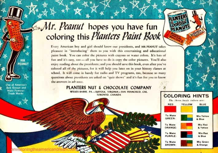 vintage Mr. Peanut American President Paint Book introduction 1950s 