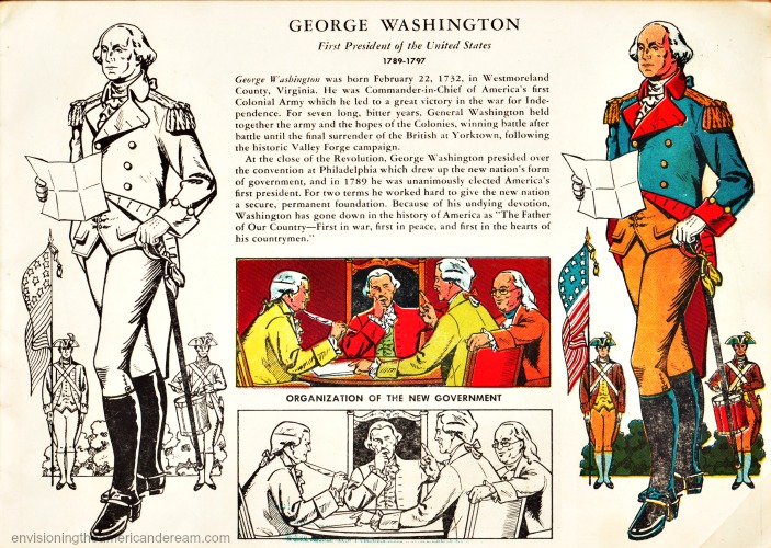 Vintage illustration George washington childrens coloring book 