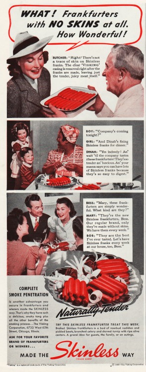 Vintage ad Skinless Frankfurters 1940