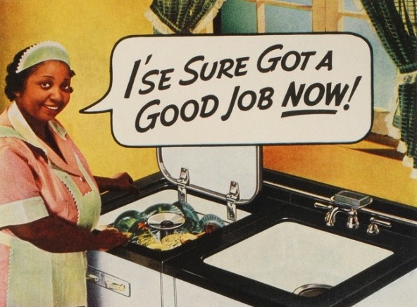 Vintage racist ad 1947 Black Maid at sink