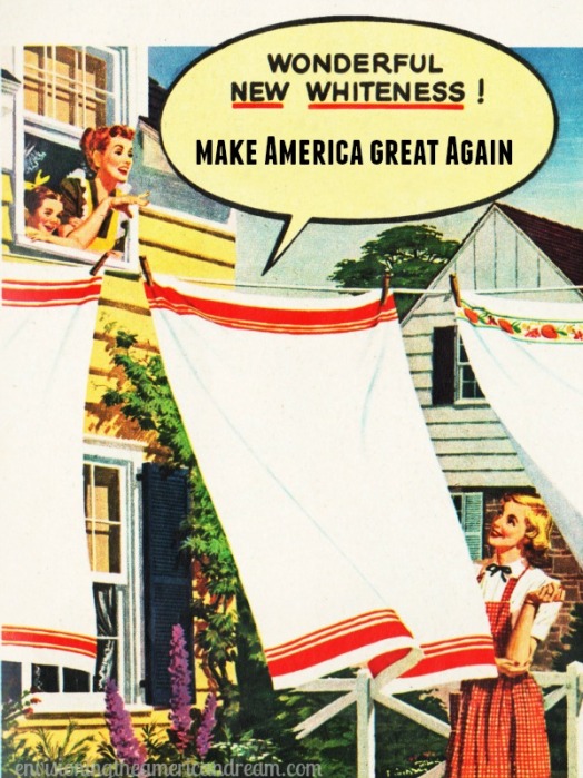Vintage laundry ad illustration of laundry hanging 