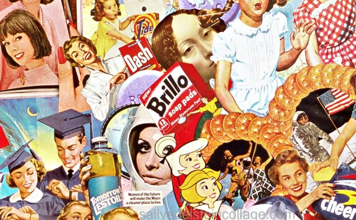 Detail "White Wash" collage by Sally Edelstein Appropriated vintage images 