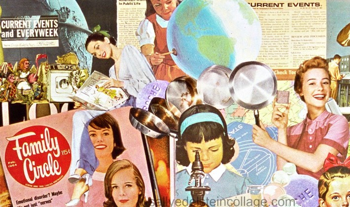 Detail "White Wash" collage by Sally Edelstein Appropriated vintage images 