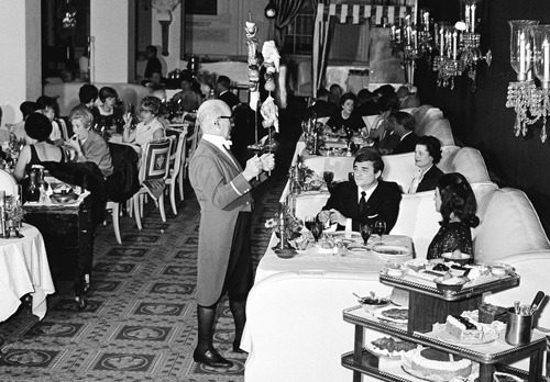 vintage restaurant waiter flambee shish kebob