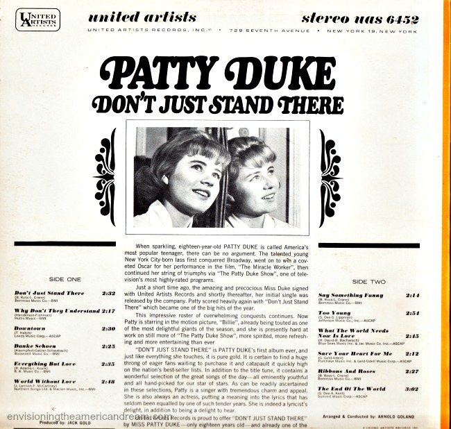 Patty Duke Don't Just Stand There Album Cover Liner