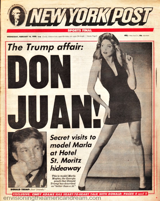 Donald Trump Affair Scandal NY Post Headline 1990 Don Juan 