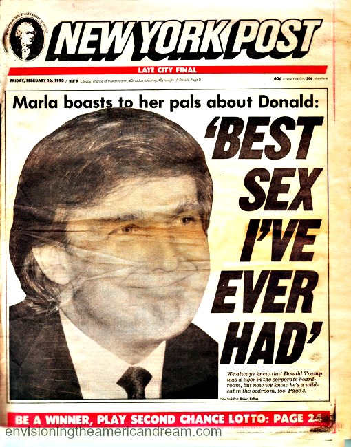  NY Post Headline 1990 Trump -Best Sex I Ever Had 