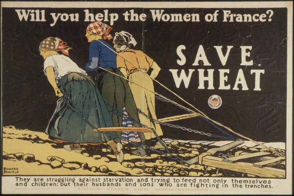 WWI Save Wheat Help Women France 3 women pulling a plow over rocky terrain