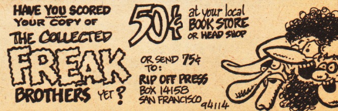 ad for underground comics Fabulous Freak Brothers 1971