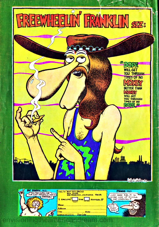 Vintage comic Freewheelin Franklin smoking weed 1972