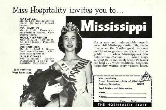 Mississippi Miss hospitality vintage ad