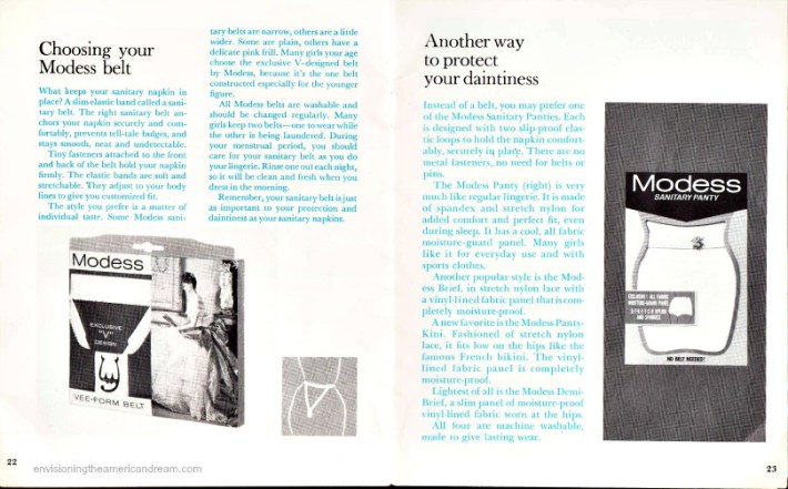 Modess Belt Menstruation booklet