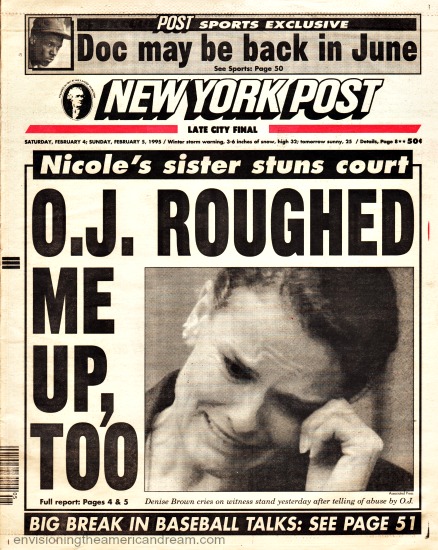 NY Post Headline 1995 OJ Trial Denise Brown 