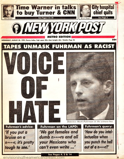NY Post headline 1995 OJ Trial Fuhrman Racist