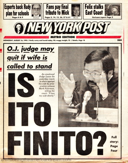NY Post headline OJ Trial Judge Ito 1995