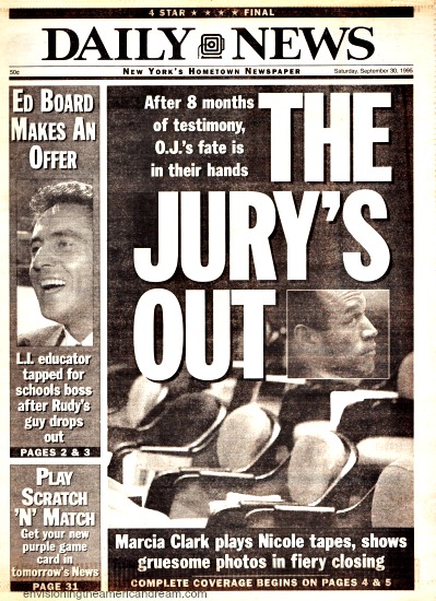 OJ Trial Jury Out Daily News Headline 1995