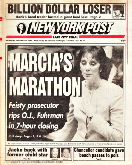 NY Post headline 1995 OJ Trial Marcia Clark 