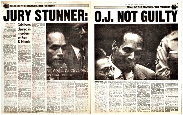 OJ Trial Not Guilty article NY Post 1995