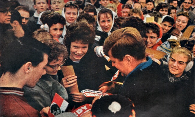 John Kennedy campaigning Wisconsin primary 1960