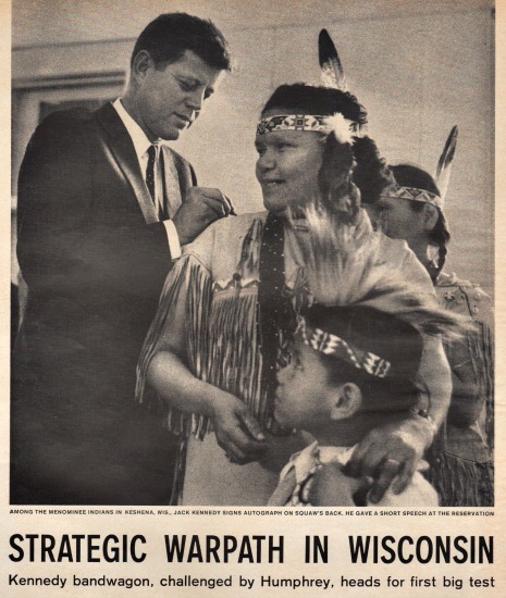 Kennedy and Indian woman Wisconsin primary 1960