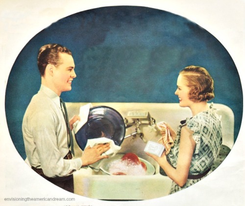 Vintage ad P&G Soap 1934 Husband Wife wshing dishes 