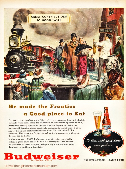 Vintage Budweiser Beer ad Contributions to Good Taste Fred Harvey