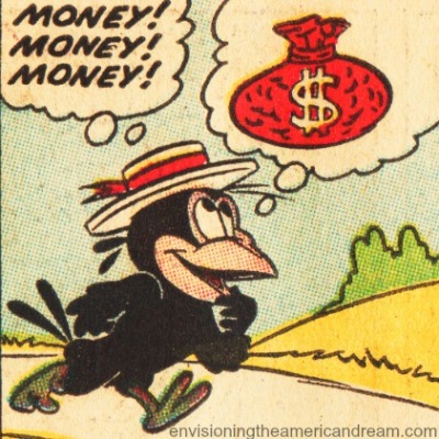 vintage comics crow dreaming of money 