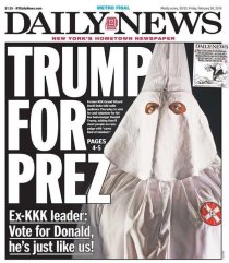 NY Daily News Headline KKK Leader Supports