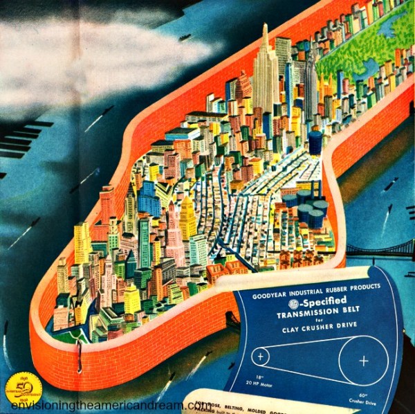 Vintage Illustration wall around NYC