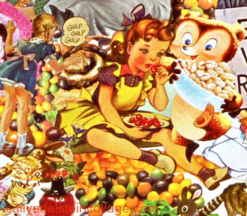 Detail Collage- Constant Cravings by Sally Edelstein. Collage composed of appropriated vintage images