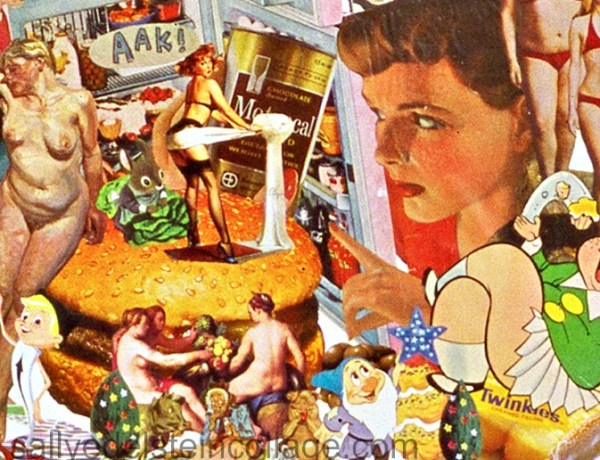 Detail Collage- Constant Cravings by Sally Edelstein. Collage composed of appropriated vintage images