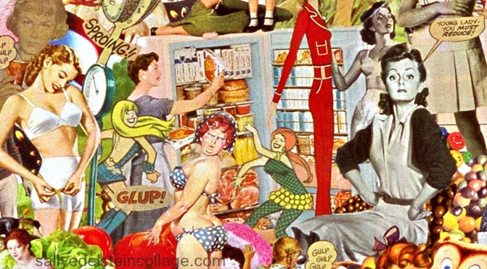 Detail Collage- Constant Cravings by Sally Edelstein. Collage composed of appropriated vintage images