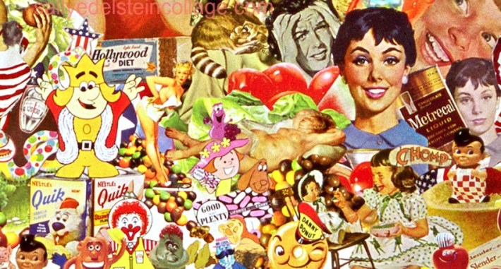 Detail Collage- Constant Cravings by Sally Edelstein. Collage composed of appropriated vintage images